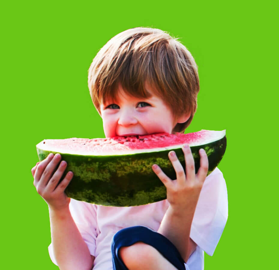 child eating water melon